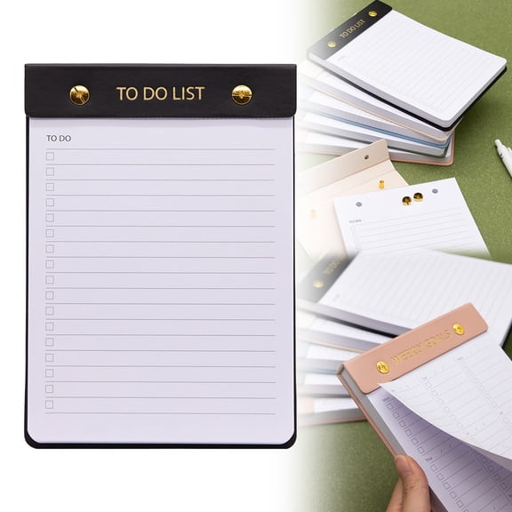 To Do List Notepad, 7.48*5.12 Inch Weekly Goals Planner Pad with Decorative Top Binding, Daily Planner & Organizer, Undated Task Checklist Notepad with Lined Pages for Office, Work, Home, Black