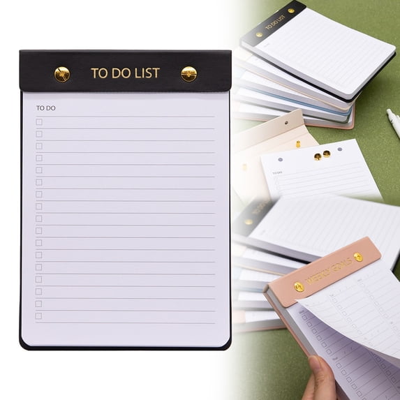 To Do List Notepad, 7.48*5.12 Inch Weekly Goals Planner Pad with Decorative Top Binding, Daily Planner & Organizer, Undated Task Checklist Notepad with Lined Pages for Office, Work, Home, Black