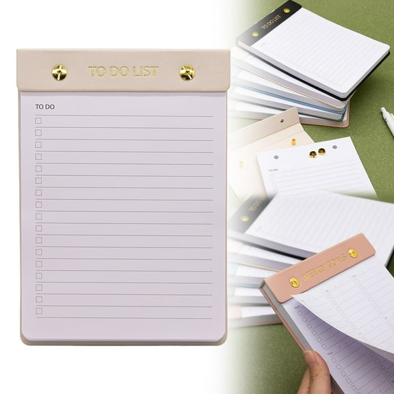To Do List Notepad, 7.48*5.12 Inch Weekly Goals Planner Pad with Decorative Top Binding, Daily Planner & Organizer, Undated Task Checklist Notepad with Lined Pages for Office, Work, Home, Beige