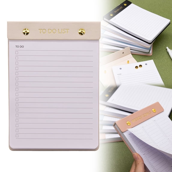 To Do List Notepad, 7.48*5.12 Inch Weekly Goals Planner Pad with Decorative Top Binding, Daily Planner & Organizer, Undated Task Checklist Notepad with Lined Pages for Office, Work, Home, Beige