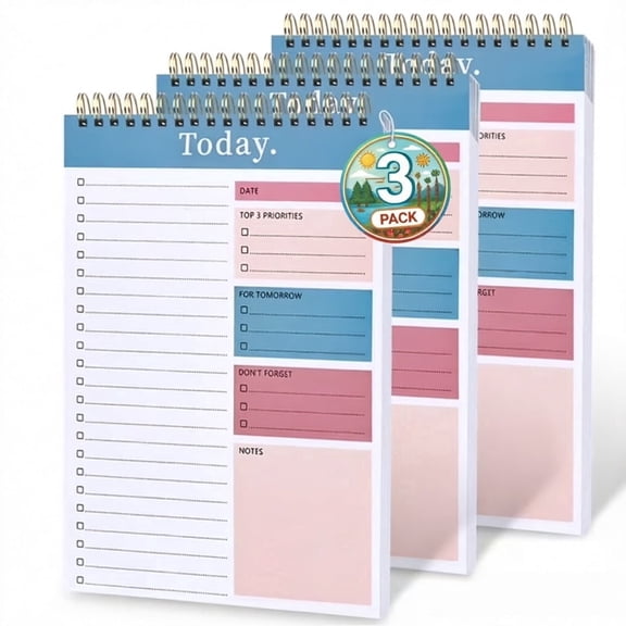 To Do List Notepad - Daily Planner Notepad Undated 52 Sheets Tear Off, 6.5" x 9.8" Checklist Productivity Organizer with Hourly Schedule for Tasks(3 Pack)