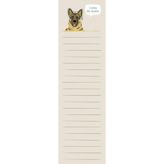 List Notepad Magnetic 60 Pages - German Shepherd - I Love My Human, 9.5"
