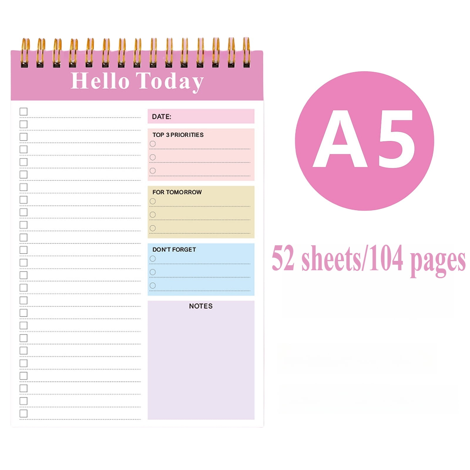 To Do List Notepad: With Multiple Functional Sections - 5.51 x 8.26 52 ...
