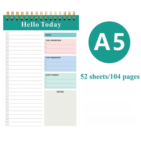To Do List Notepad: With Multiple Functional Sections - 5.51 x 8.26 52 Sheets - Spiral Daily Planner Notebook - Task CheckList Organizer Agenda Pad for Work - Note and Todo Organization