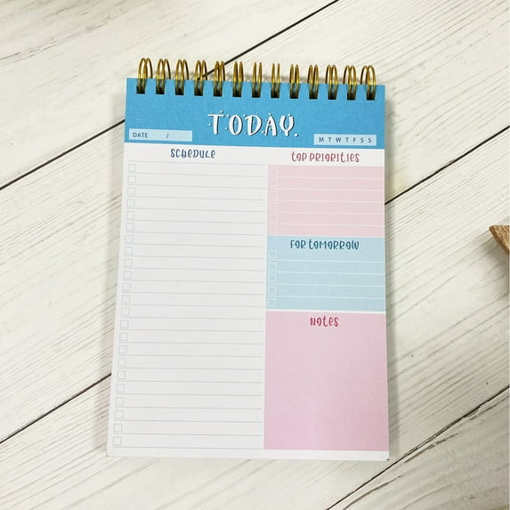 To Do List Notepad Undated, Daily To Do List Notebook (7.5"x 10") Spiral Daily Task Hourly Schedule Planning Pad with Checklist Suitable for Office, Home and School