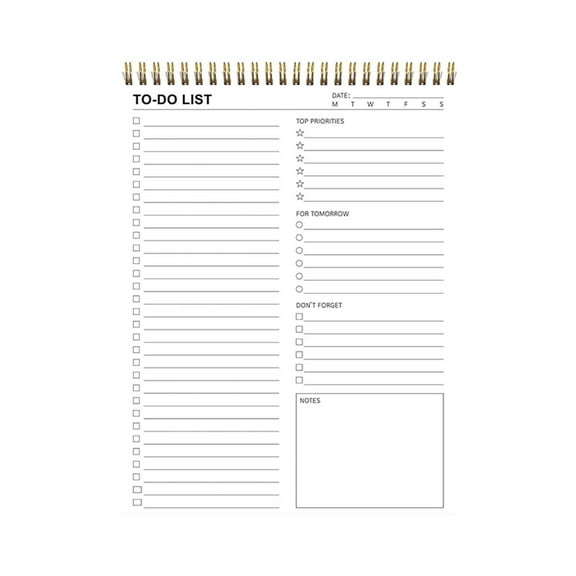 To Do List Notepad, Undated Daily Planner Notebook with Task Checklist, 8.5x11 Spiral Bound Notepad for Work & Home Organization, 100 Pages, 100GSM Thick Paper