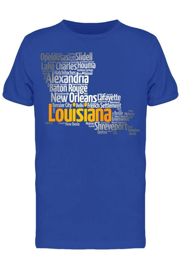 List Of Cities Louisiana T-Shirt Men -Image by Shutterstock, Male XX-Large