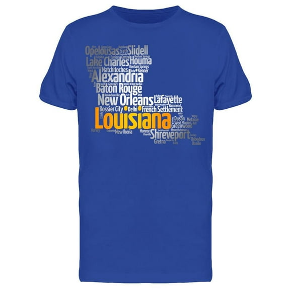 List Of Cities Louisiana T-Shirt Men -Image by Shutterstock, Male x-Large