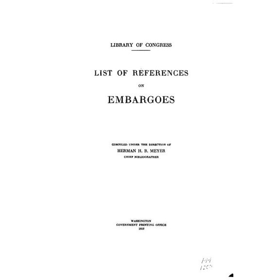 List of References on Embargoes (Paperback)