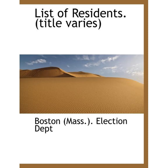 List of Residents. (Title Varies) (Paperback)(Large Print)