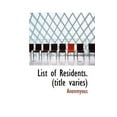 thumbnail image 1 of List of Residents. (Title Varies) (Paperback), 1 of 1