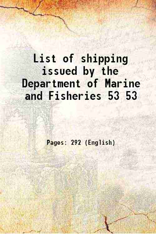 List of shipping issued by the Department of Marine and Fisheries ...