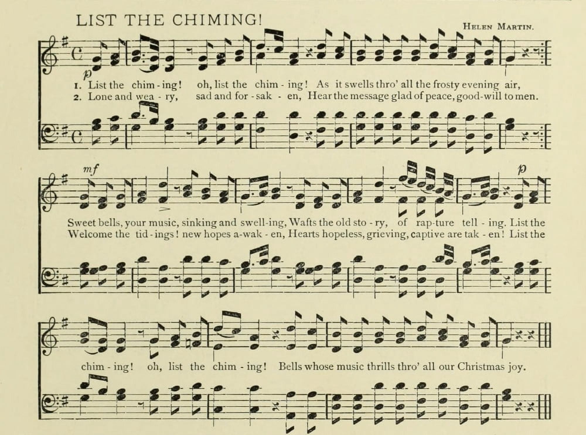 List the Chiming Christmas in Song 1891 Canvas Art - (18 x 24)