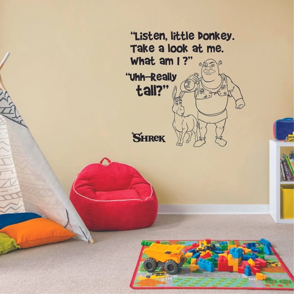 Listen To Me Donkey Take A Look At Me What Am I? - Shrek Quote Vinyl Wall Art Wall Decal Wall Sticker Decoration Home Room Kids Childrens Room Boys Girls Nursery Kindergarten Size (10x10 inch)