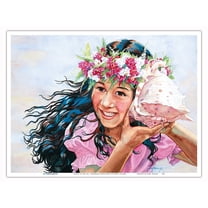 Listen to the Sea (E Hoʻolohe I Ke Kai) - Hawaiian Conch Shell - From an Original Watercolor Painting by Janet Stewart - Master Art Print (Unframed) 9in x 12in
