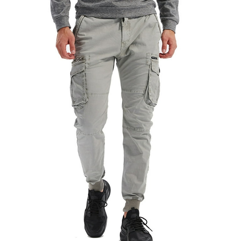 Listenwind Men Boys Autumn Pants Casual Solid Color Tied Middle