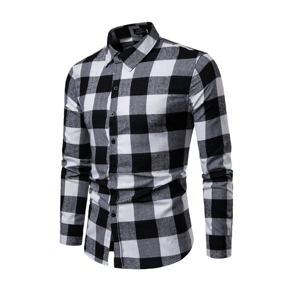 Listenwind Mens Plaid Flannel Lumberjack long sleeve Check Shirt Brushed Cotton Casual Tops