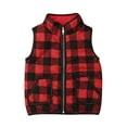 thumbnail image 1 of Listenwind Toddler Baby Girl Plaid Zipper Jacket Kids Sleevless Fall Winter Warm Waistcoat Vest Pocket Coat Tops, 1 of 6