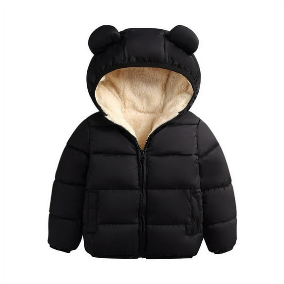 Listenwind Toddler Baby Winter Coat Kids Casual Solid 3D Bear Ear Hooded Down Jacket Overalls