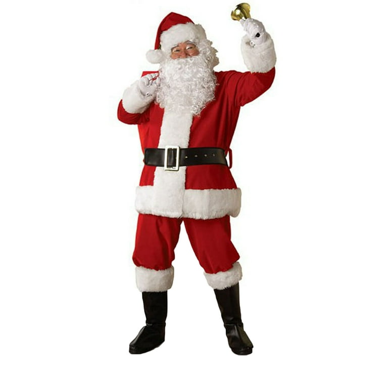 Listenwind Unisex Christmas Santa Costume Fancy Dress Outfit Cosplay Party Holiday 7Pcs Set