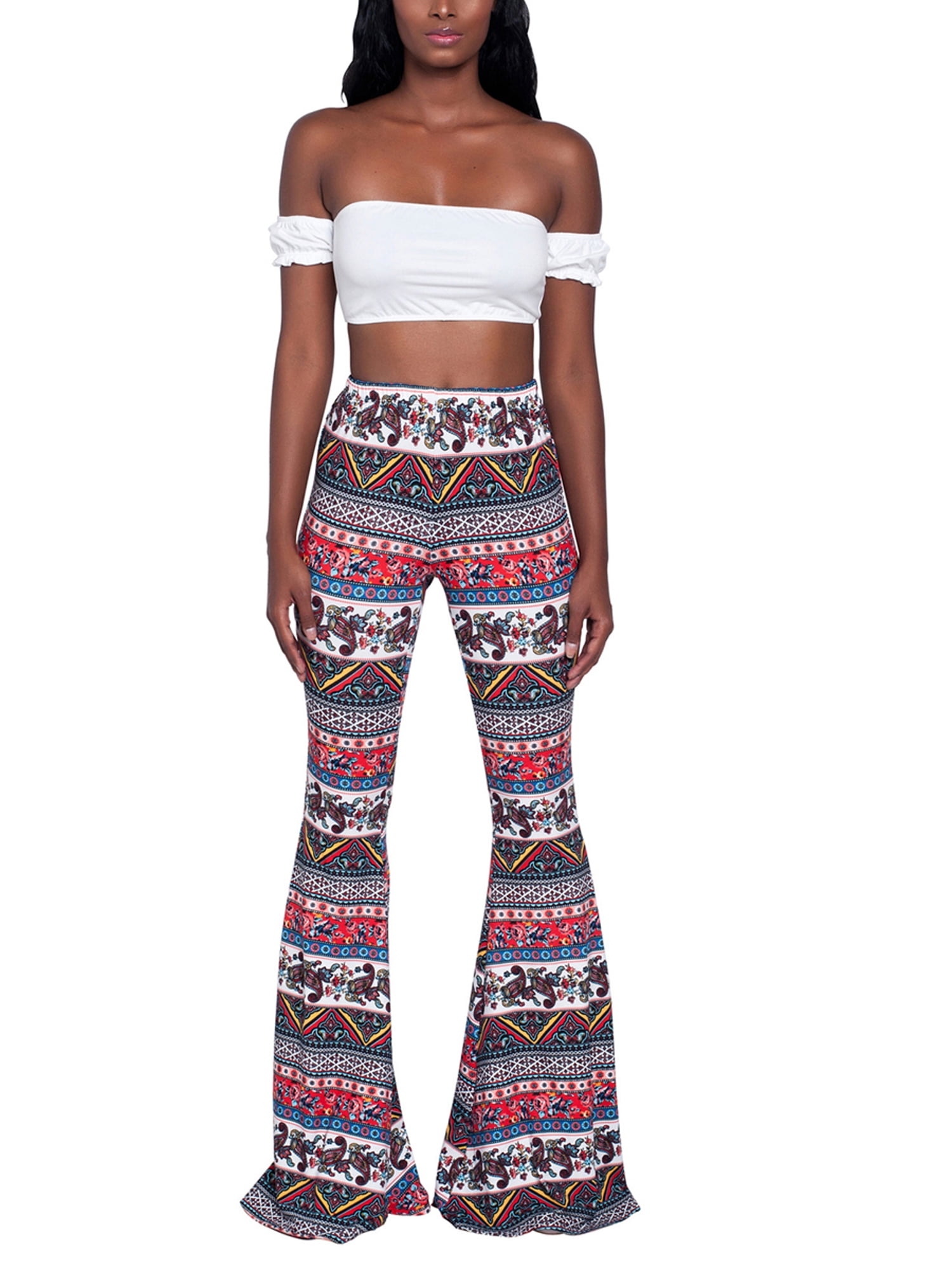 Multi Ethnic Stripe Wide Leg Soft Trousers | Womens Trousers | Select  Fashion
