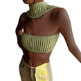 thumbnail image 1 of Listenwind Women's Summer Knitted Holllow Out Tank Tops Strapless Backless Slim Stretch Halter Crop Top Elegant Vest, 1 of 7