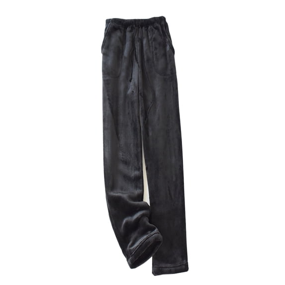 Listenwind Women's Winter Warm Flannel Pajama Pants Fuzzy Wide Leg Solid Color Polka Dot with Side Pockets Drawstring Trousers