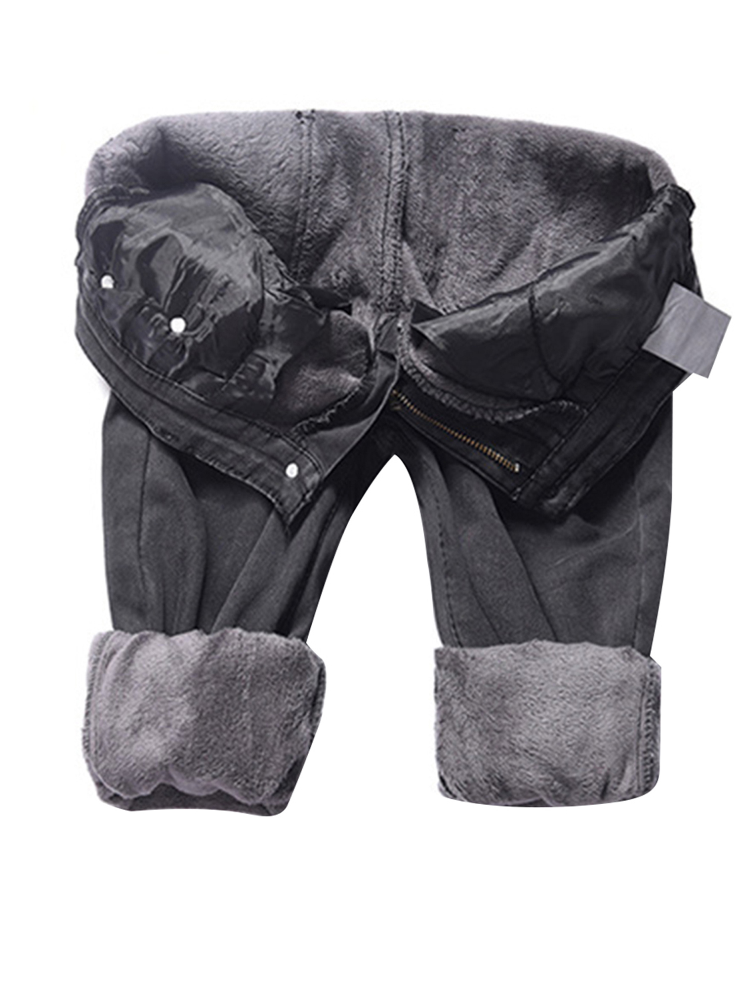 Listenwind Womens Warm Fleece Lined Jeans Stretch Skinny Winter Thick Jeggings Denim Long Pants Gray - image 1 of 6