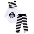thumbnail image 1 of Listenwinda 3Pcs Newborn Boy Girl Long Sleeve Ladybugs Gorillas Rompers Striped Pants Outfit, 1 of 4