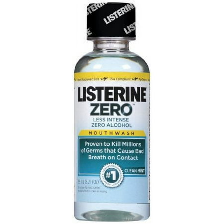 Listerine Antiseptic Zero Alcohol Mouthwash, Clean Mint, 3.2 Ounce (Pack of 24)