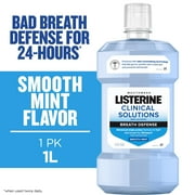 Listerine Breath Defense Alcohol-Free Mouthwash Oral Care, Smooth Mint, 1 L