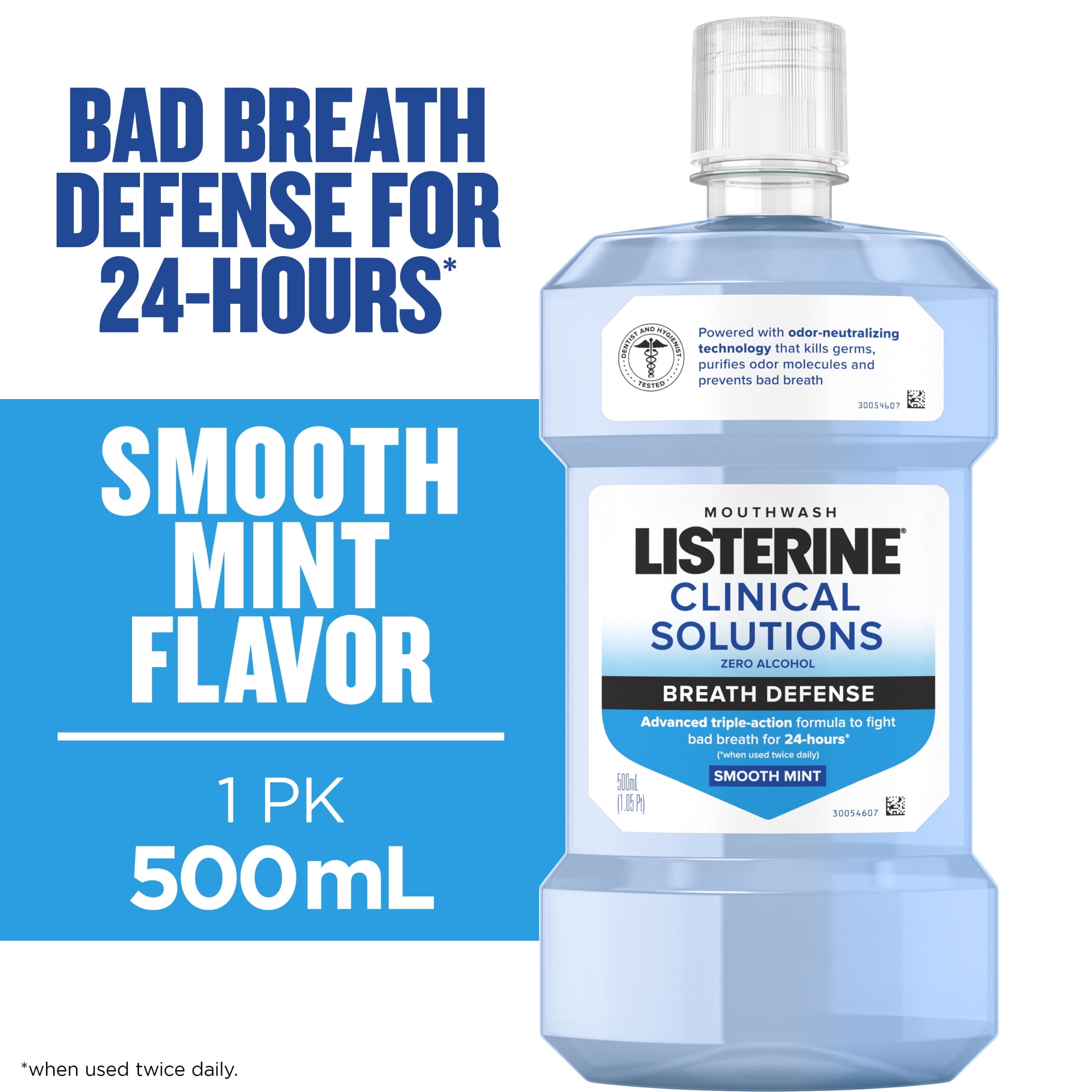 The Breath Co Alcohol Free Mouthwash - Dentist Formulated Oral Rinse for 12  Hours of Fresh Breath - Icy Mint Flavour, 500ml : : Health &  Personal Care