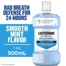Listerine Breath Defense Alcohol-Free Mouthwash, Smooth Mint, 500 mL