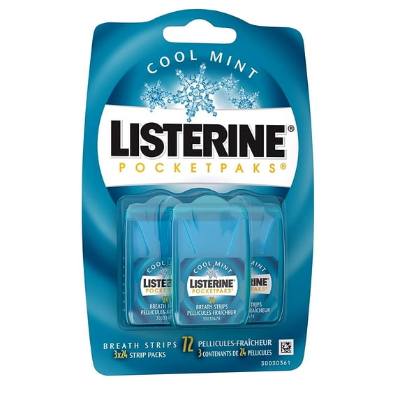Listerine Breath Strips Sugar & Alcohol-Free Cool Mint Flavor 72ct,12-Pack