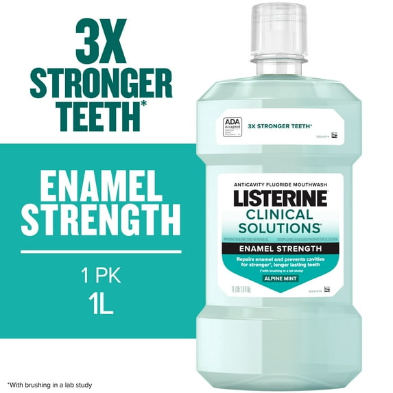 Listerine Clinical Solutions Teeth Strength Anticavity Fluoride Mouthwash Oral Care, 1 L