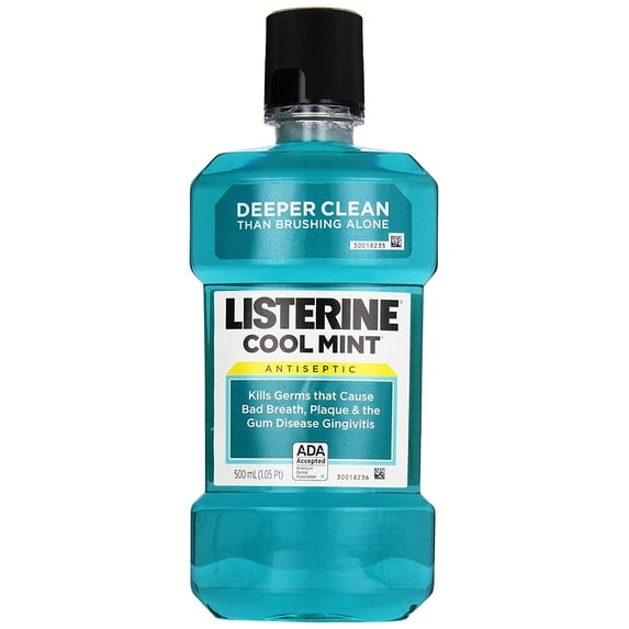 Listerine Cool Mint Antiseptic Mouth Wash Freshens Breath Kill Germs, 500ml