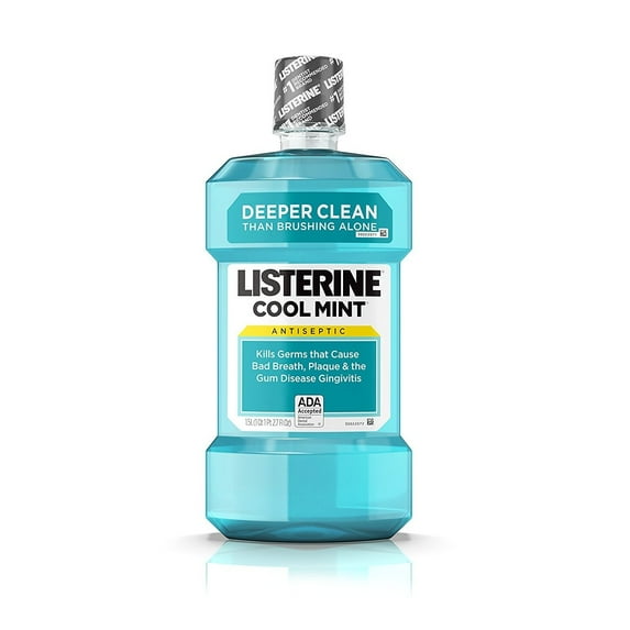 Listerine Cool Mint Antiseptic Mouthwash Bad Breath & Plaque 1.5L, 6-Pack