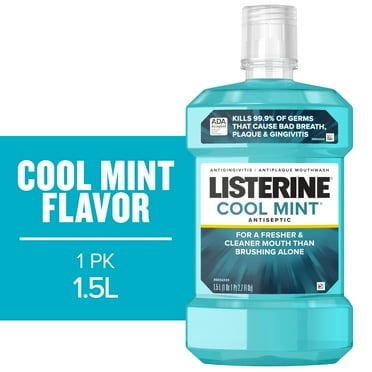 Listerine Cool Mint Antiseptic Mouthwash, For Bad Breath & Plaque Oral Care, 1.5 L
