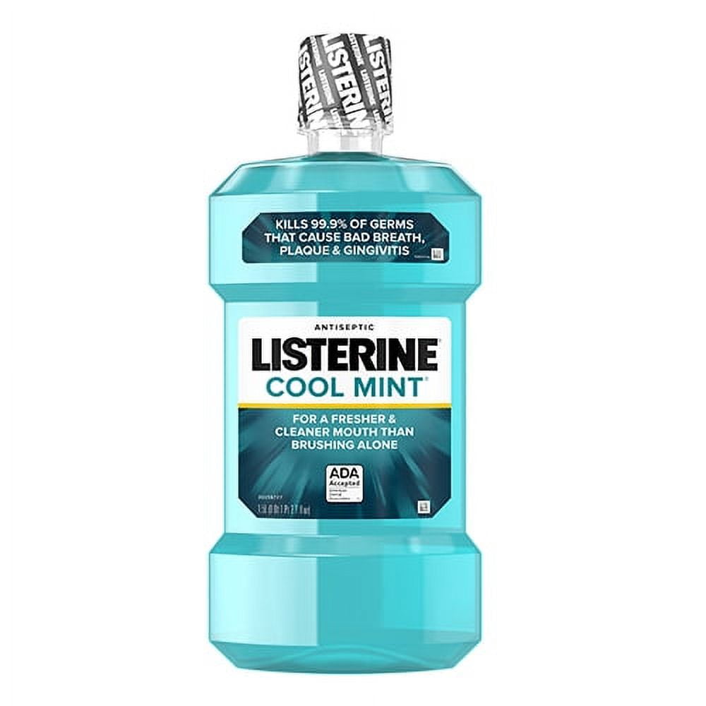 Cool Mint Listerine Antiseptic Mouthwash, Oral Care and Breath Freshener,  2pk./1.5L