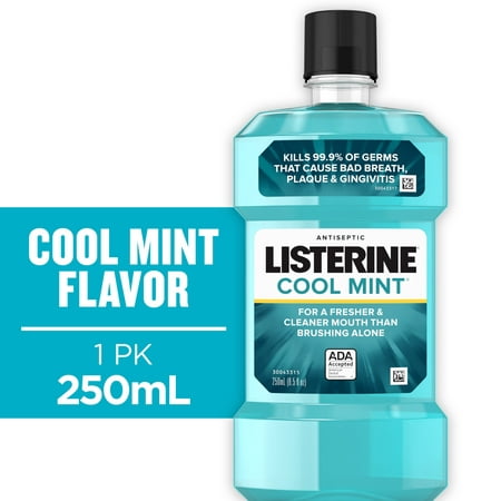 Listerine Cool Mint Antiseptic Mouthwash for Bad Breath, 250 mL