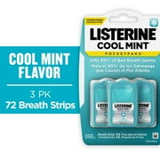Listerine Cool Mint PocketPaks Oral Care Breath Strips, Breath Spray Strips, 24 Count, 3 pack