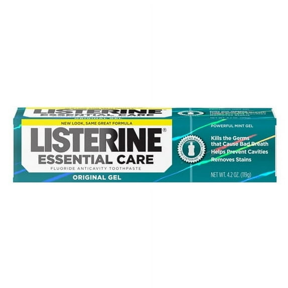 Listerine Essential Care Fluoride Anticavity Toothpaste Gel, Mint - 4.2 Oz