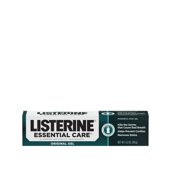 Listerine Essential Care Original Gel Fluoride Mint Toothpaste Oral Care, 4.2 oz