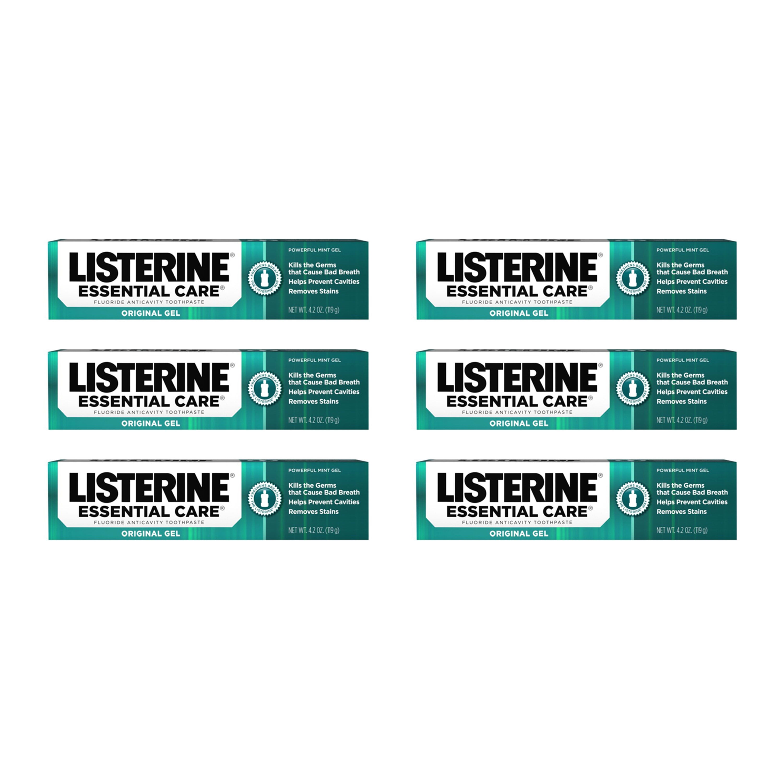 Listerine Essential Care Original Gel Fluoride Toothpaste, 6 x 4.2 oz