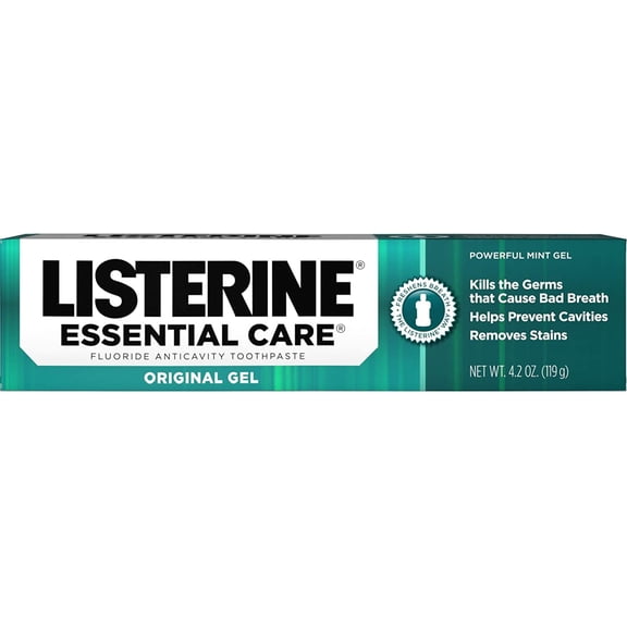 Listerine Essential Care Toothpaste Gel Original Powerful Mint 4.2 Ounce