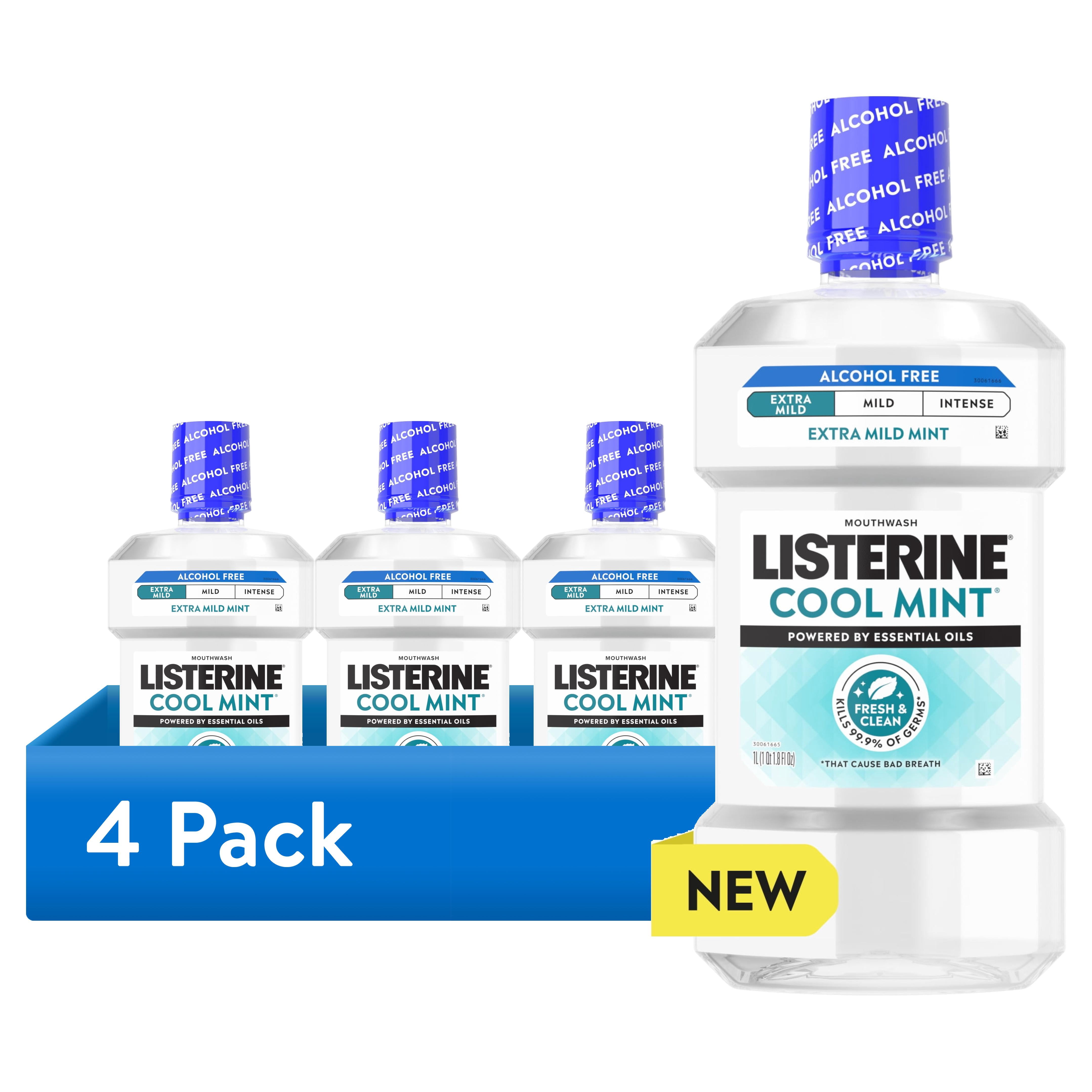 (4 pack) Listerine Extra Mild Alcohol-Free Mouthwash, Cool Mint, 1L