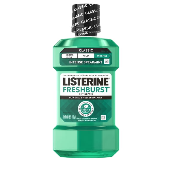 Listerine Freshburst Intense Antiseptic Mouthwash Oral Care, Intense Spearmint, 250 mL