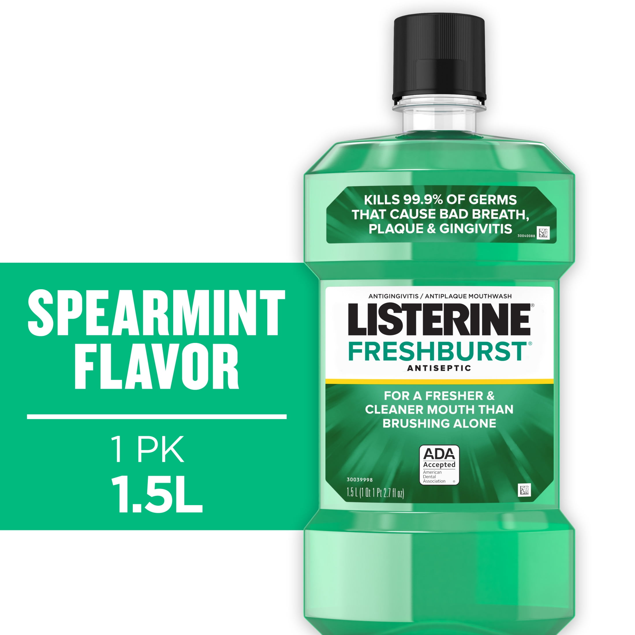 Listerine Freshburst Intense Antiseptic Mouthwash Oral Care, Intense Spearmint, 1.5 L