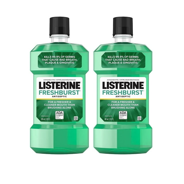 Listerine Freshburst Antiseptic Mouthwash for Bad Breath, 500 mL x 2