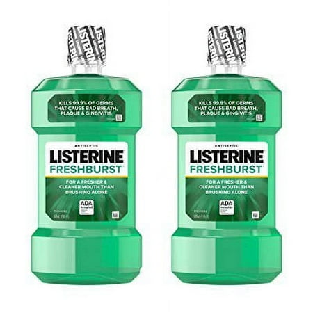 Listerine Freshburst Antiseptic Mouthwash with Germ-Killing Oral Care Formula to Fight Bad Breath, Plaque and Gingivitis, 500 mL (Pack of 2)